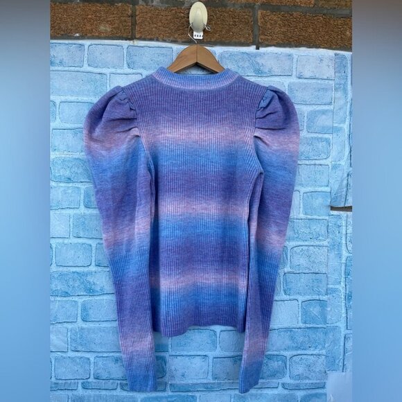 En Saison Puff Sleeve Sweater in purple size large - Picture 2 of 4